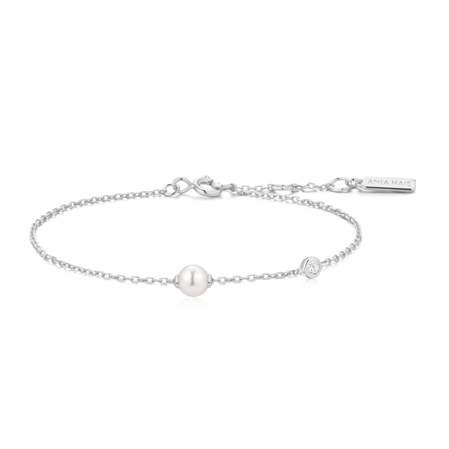  Luna Gaze - Bracelets à maillons - Argent / Rhodié - Perle - 18,5cm